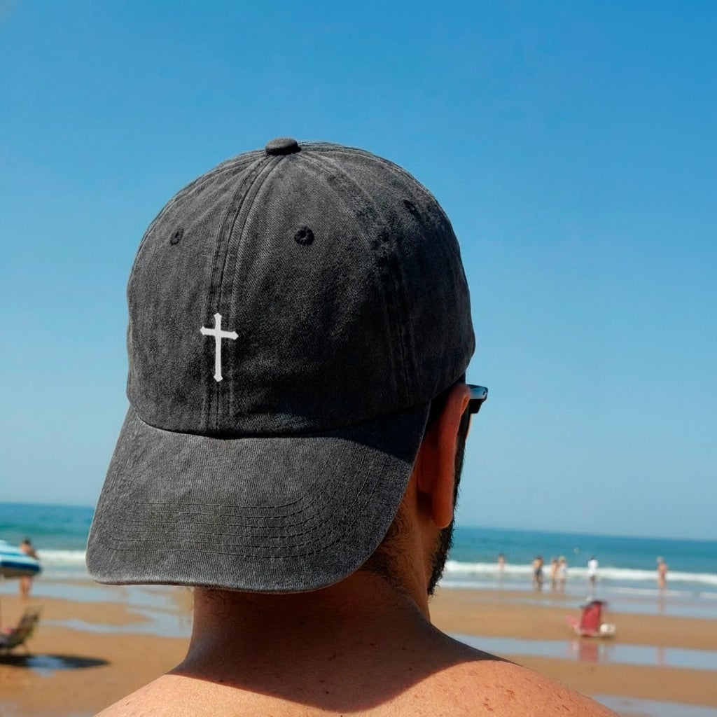 Gorra Drill Lavado Cruz Blanca